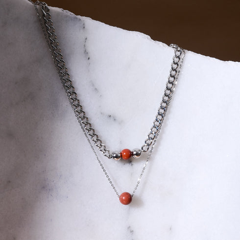 Roter Jaspis x Silber | Edelsteinkette